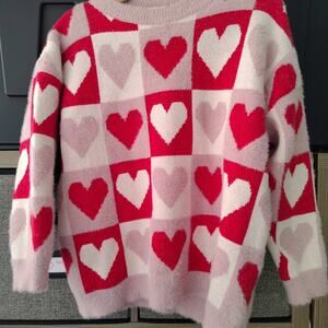 Sweater Heart Print Comfy M/L Women's Good Night Macaroon
